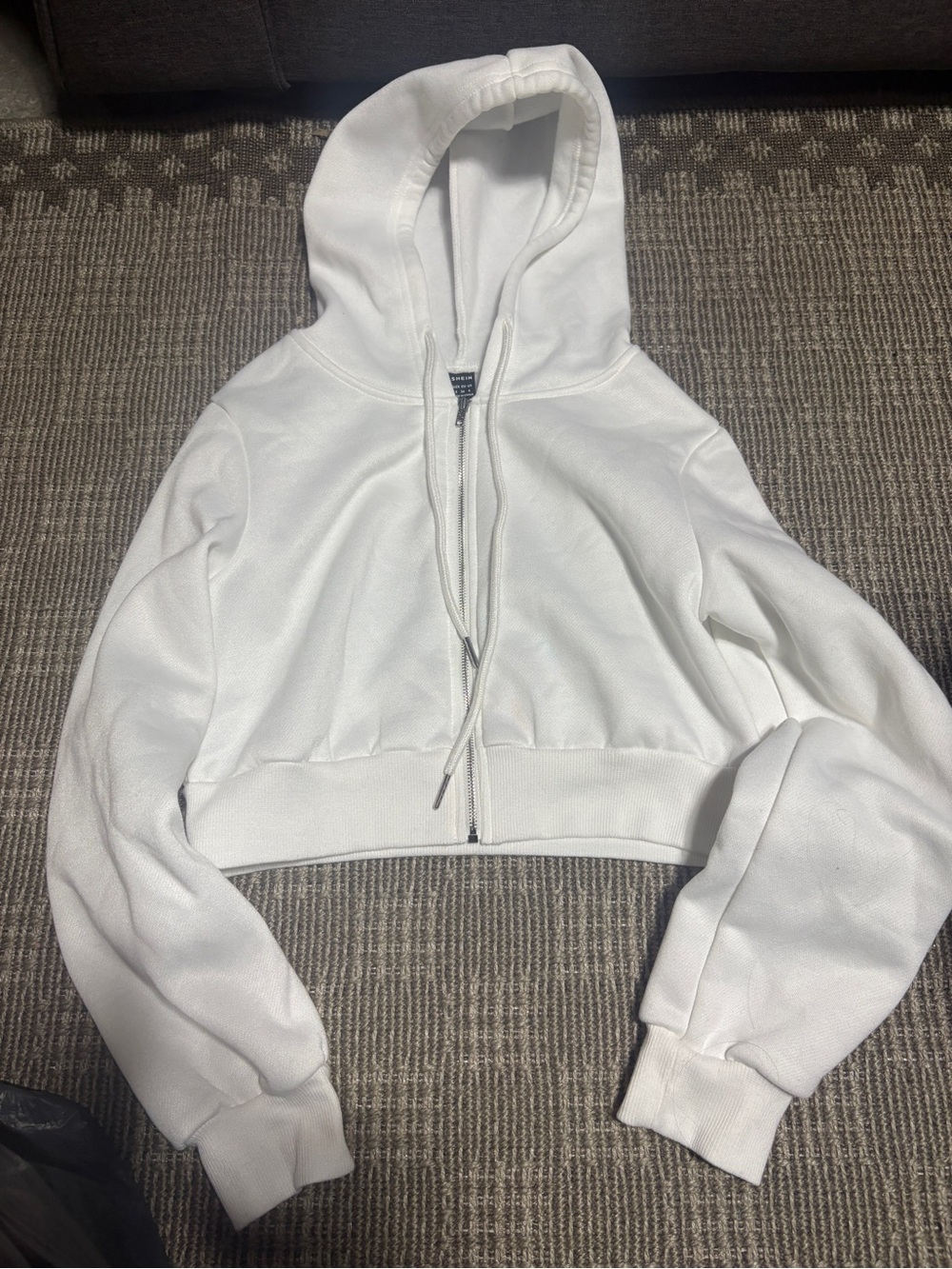 SHEIN White Cropped Zip-Up Hoodie